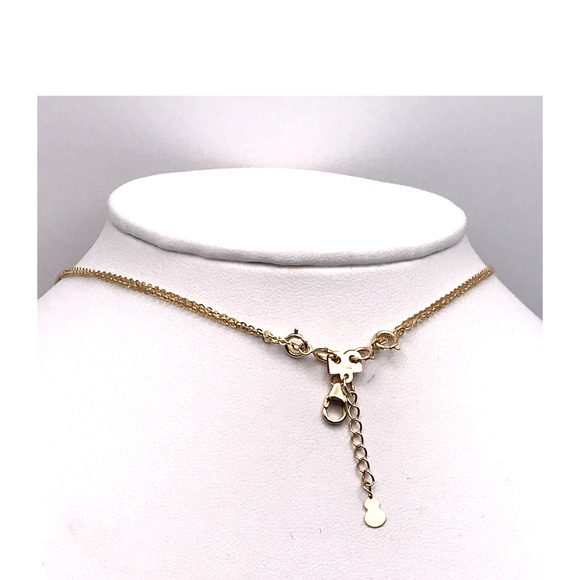18k Layered Choker Necklace with Hearts and Key charm 14" /18" with Extender - Picture 2 of 14